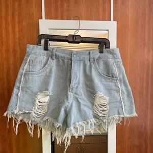 distressed jean shorts